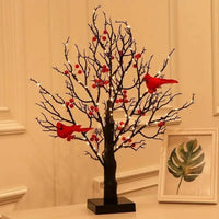 Arbre vintage lumineux aux cardinaux